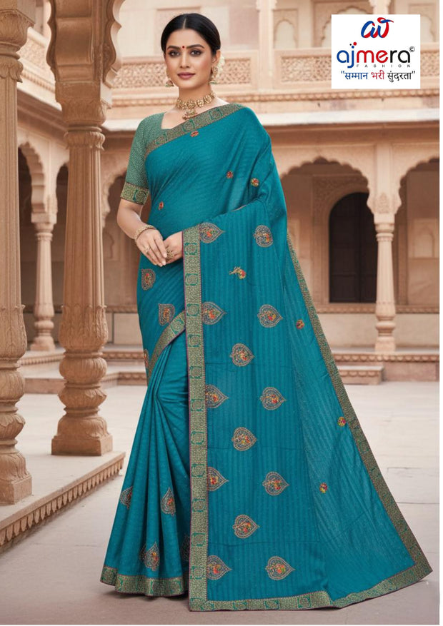 New Dyed Matching Saree Design with Blouse Piece for Premium Ethnic and Traditional Wear | VKM-KESARI