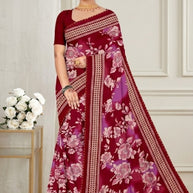 Elegant Printed Saree with Designer Blouse Piece for Festive Wear  | GPT-DHAMAKEDAR-5