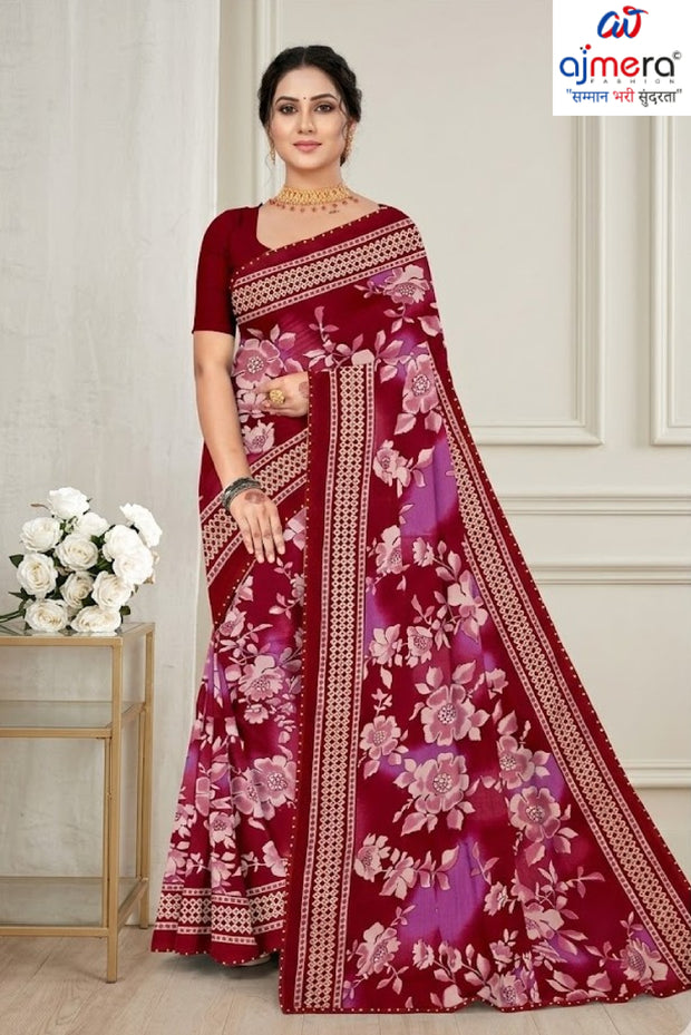 Elegant Printed Saree with Designer Blouse Piece for Festive Wear  | GPT-DHAMAKEDAR-5