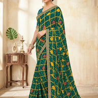 Stylish Printed Saree with Blouse Piece for Traditional Celebrations  | CAS-MAHARANI