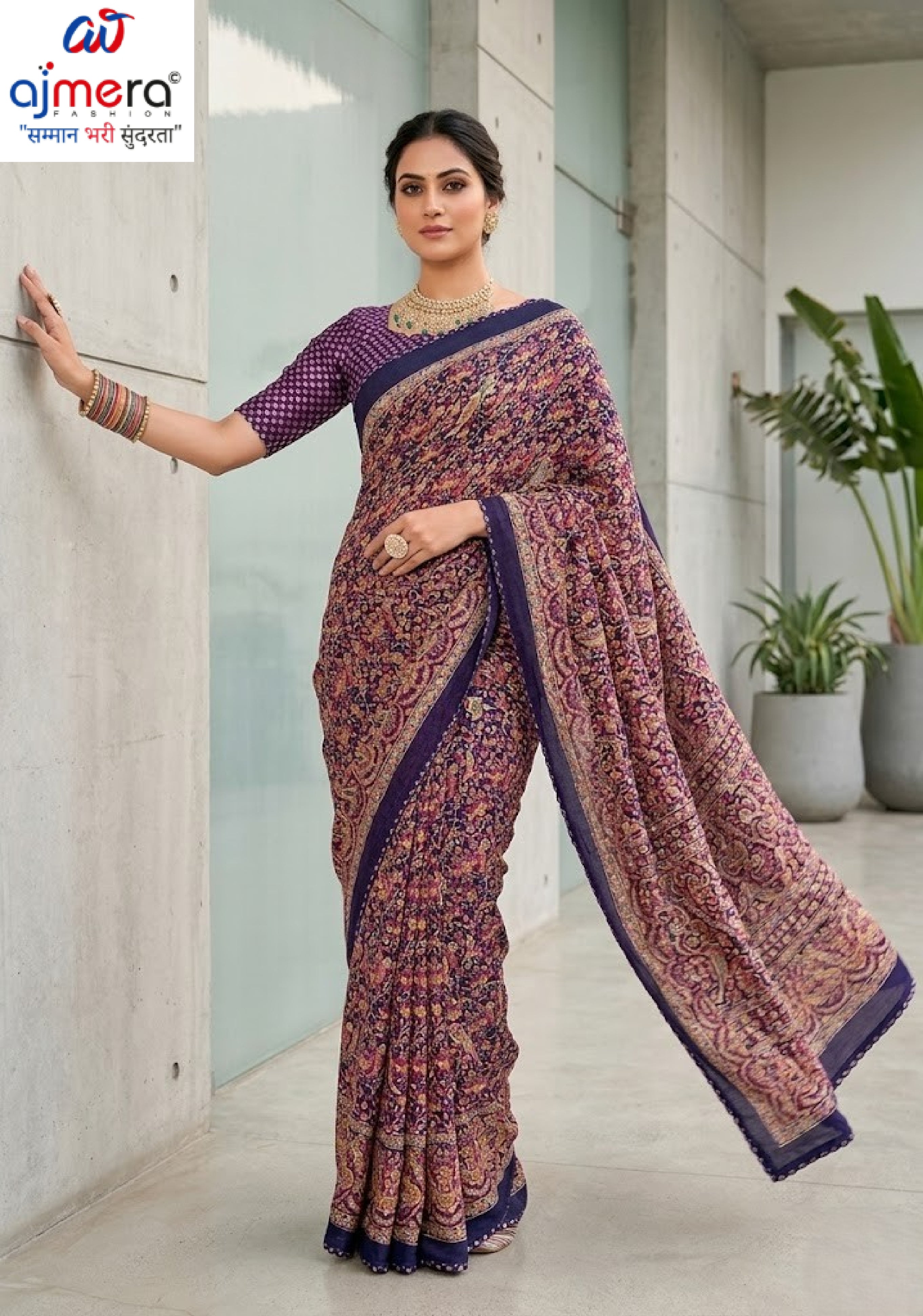 Chic Printed Saree with Blouse Piece for Sophisticated Ethnic Style | VDT-PEARL