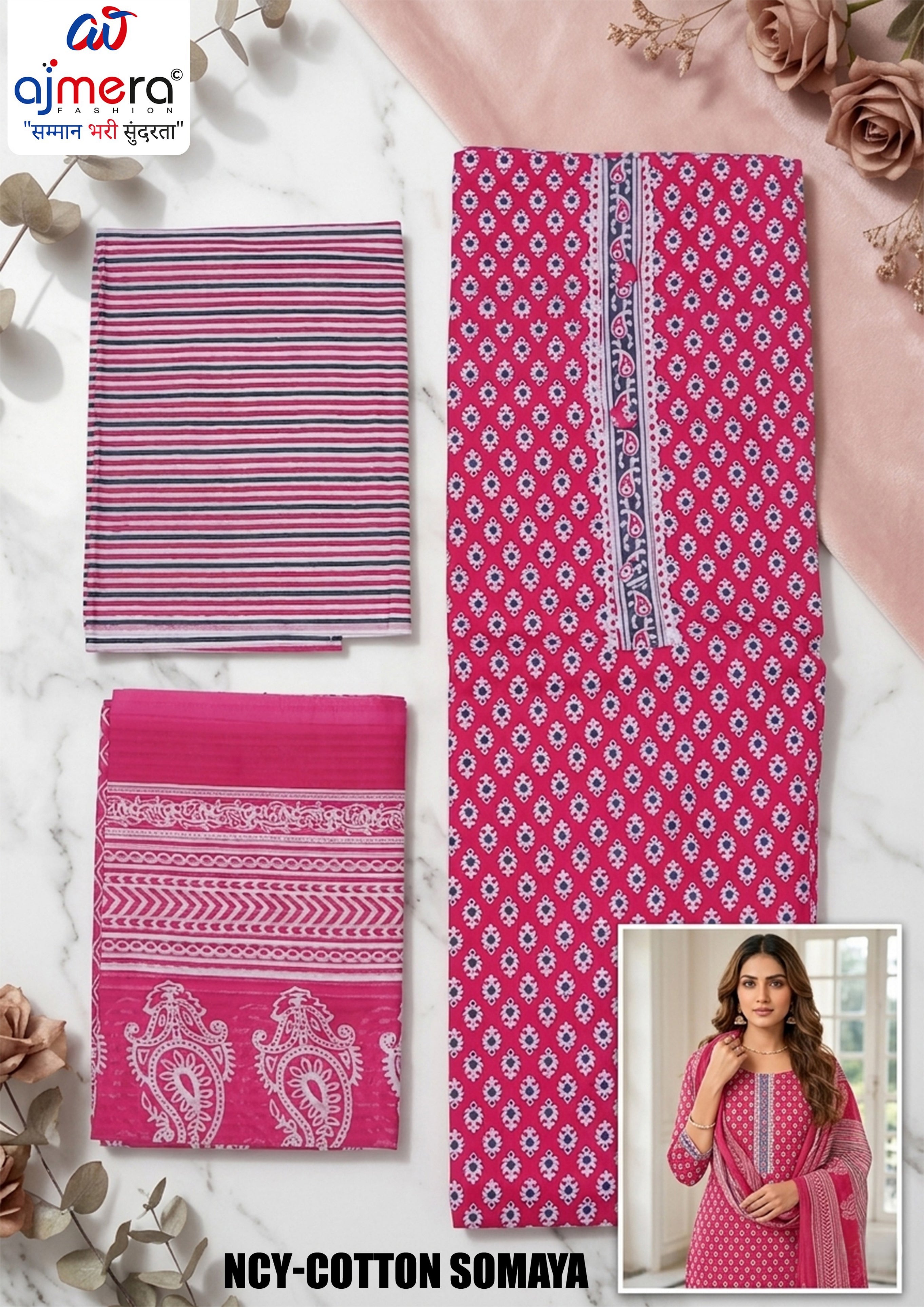Premium Designer Unstitched Suit Set | NCY-COTTON SOMAYA