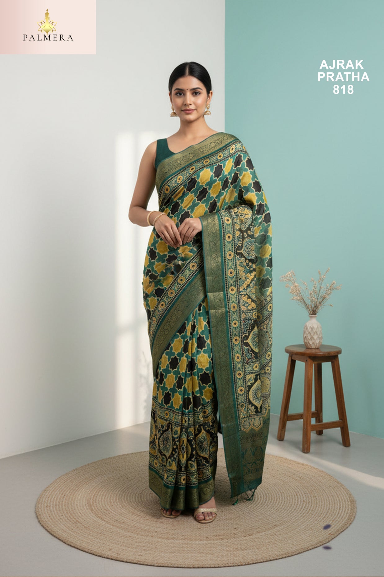 Ajrak Pratha Dolla Viscose Saree with Blouse for Premium Ethnic Fashion Wear | ALL-AJRAK PRATHA-818