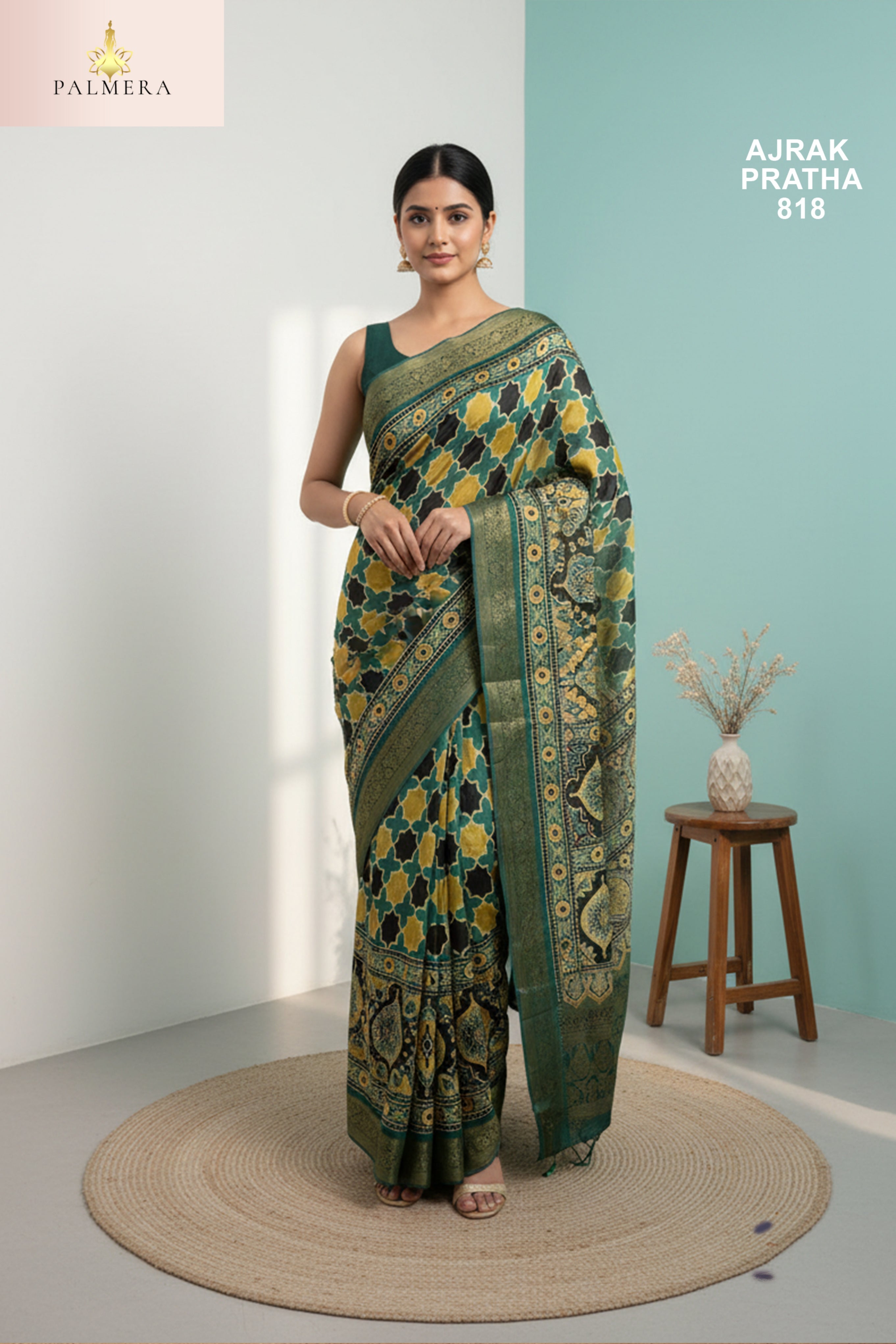 Ajrak Pratha Dolla Viscose Saree with Blouse for Premium Ethnic Fashion Wear | ALL-AJRAK PRATHA-818