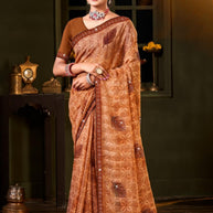 Contemporary Printed Saree with Blouse Piece for Premium Wear | PRM-PAN MASALA