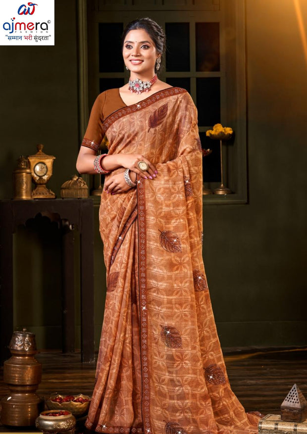 Contemporary Printed Saree with Blouse Piece for Premium Wear | PRM-PAN MASALA