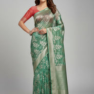 Luxury Jacquard Silk Saree with Blouse Piece for Wedding & Party Wear | SOJ-LILLY LINEN SAROSKI