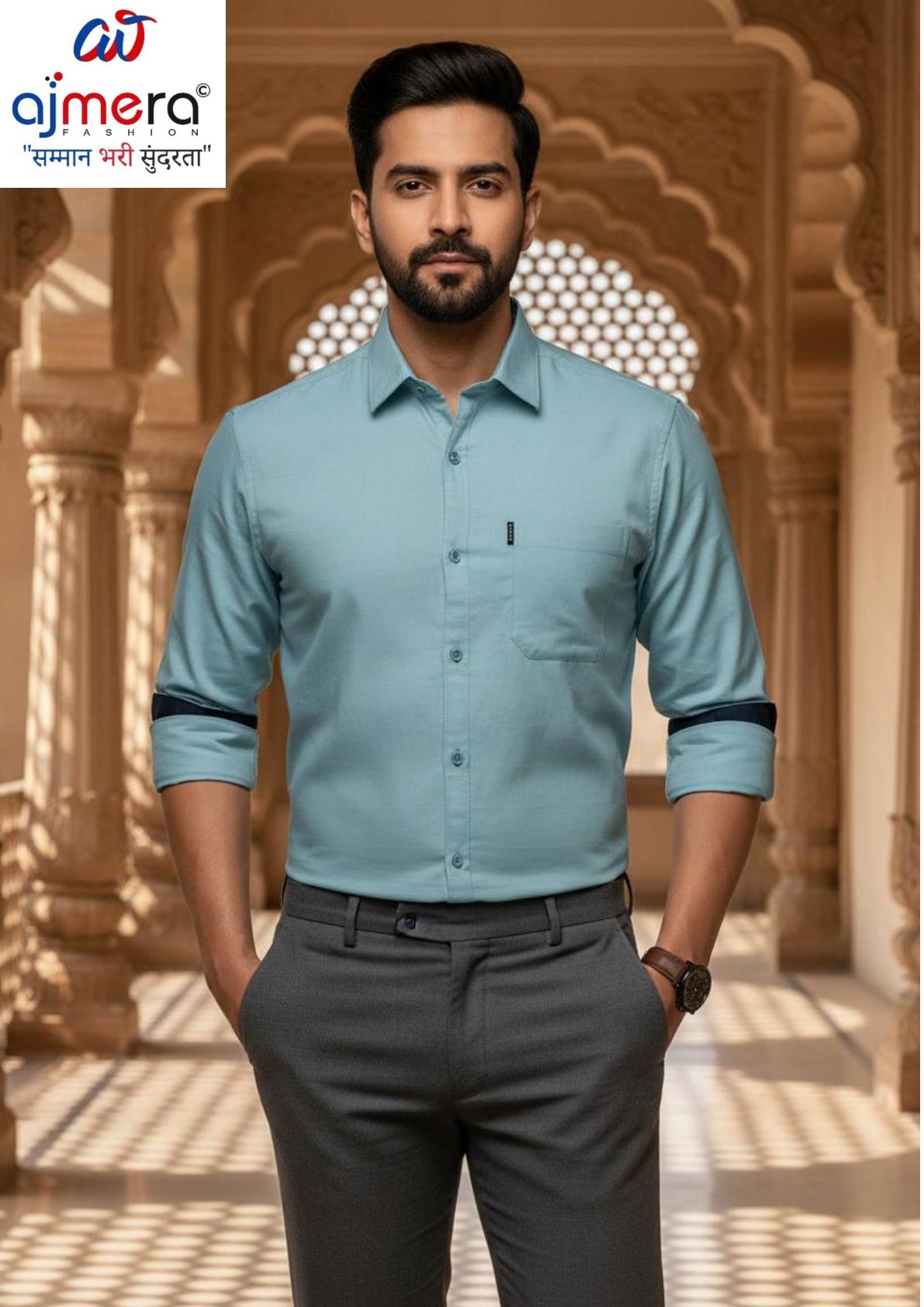 Mens Shirt Manufacturer India for Bulk Orders | MRS-SATIN SELF DESIGN