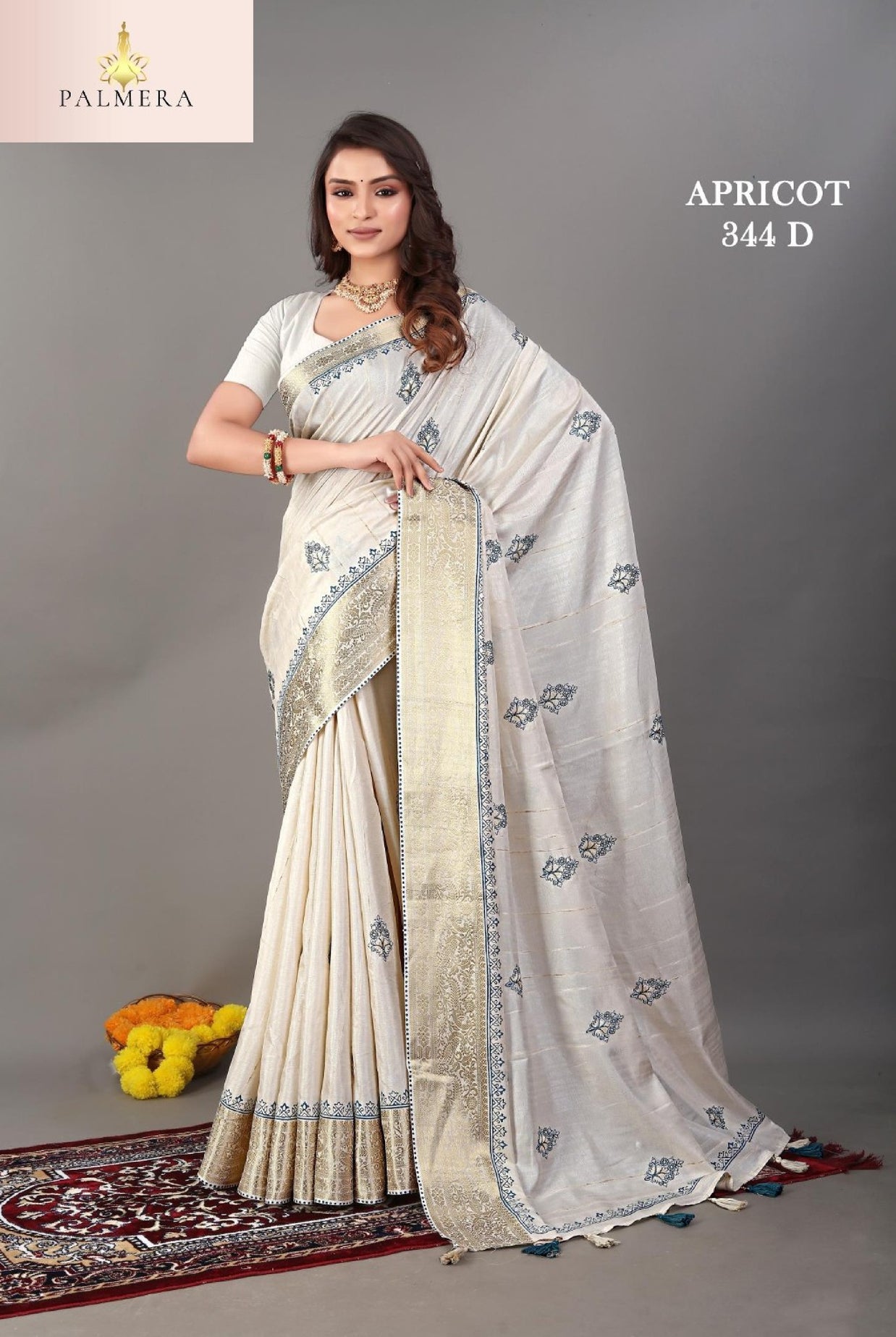 Apricot Linen Saree with Blouse for Premium Ethnic and Party Wear | ALL-APRICOT-344