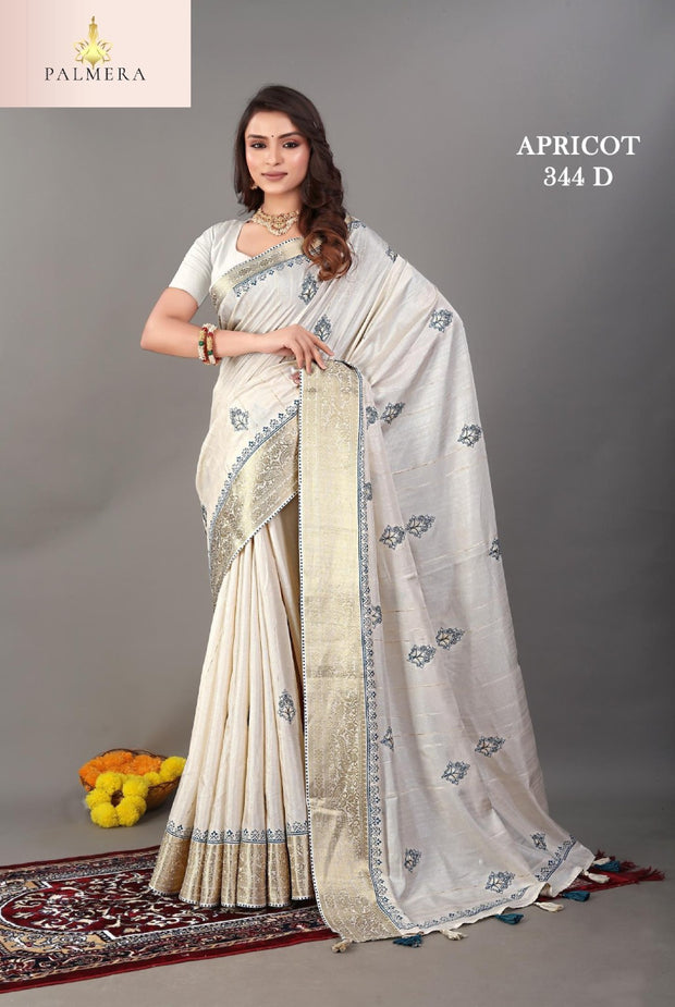 Apricot Linen Saree with Blouse for Premium Ethnic and Party Wear | ALL-APRICOT-344