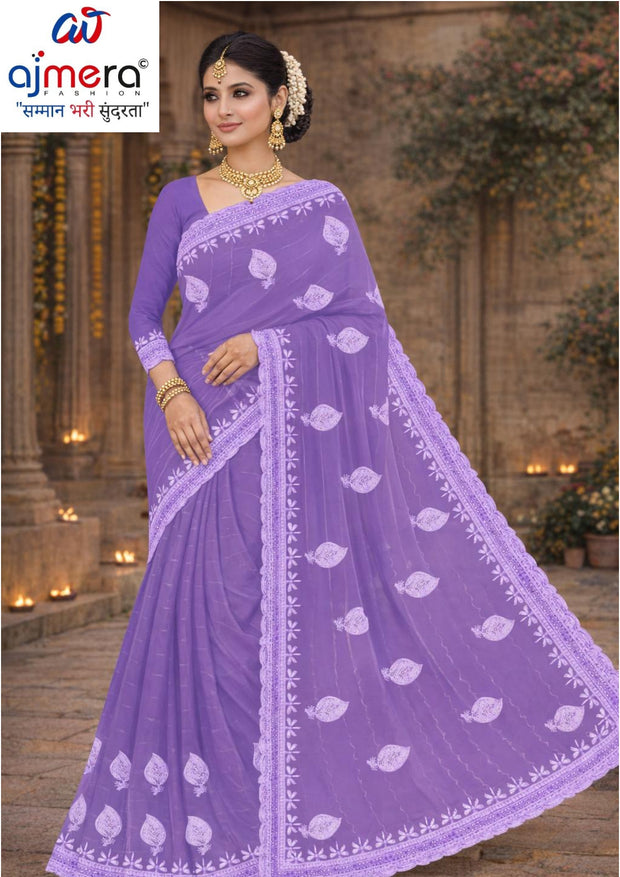 Georgette Dyed Matching Saree with Blouse Piece for Premium Ethnic and Traditional Wear | RRJ-SAWAN-1