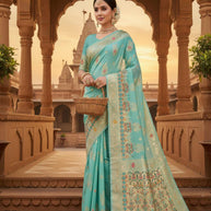 Luxury Jacquard Silk Saree with Blouse Piece for Wedding & Party Wear | SOJ-LILAVATI