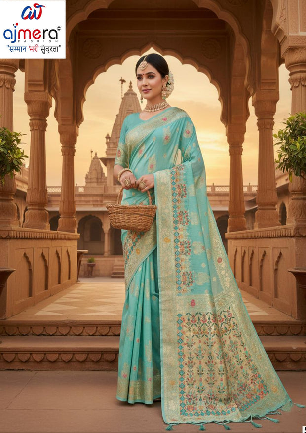 Luxury Jacquard Silk Saree with Blouse Piece for Wedding & Party Wear | SOJ-LILAVATI