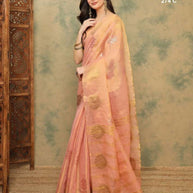 Apricot Linen Saree with Blouse for Premium Ethnic and Festive Wear | ALL-APRICOT-274