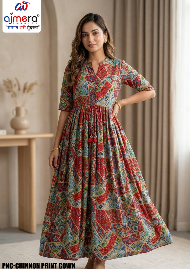 Designer Chinnon Print Gown for Women | PNC-CHINNON PRINT GOWN