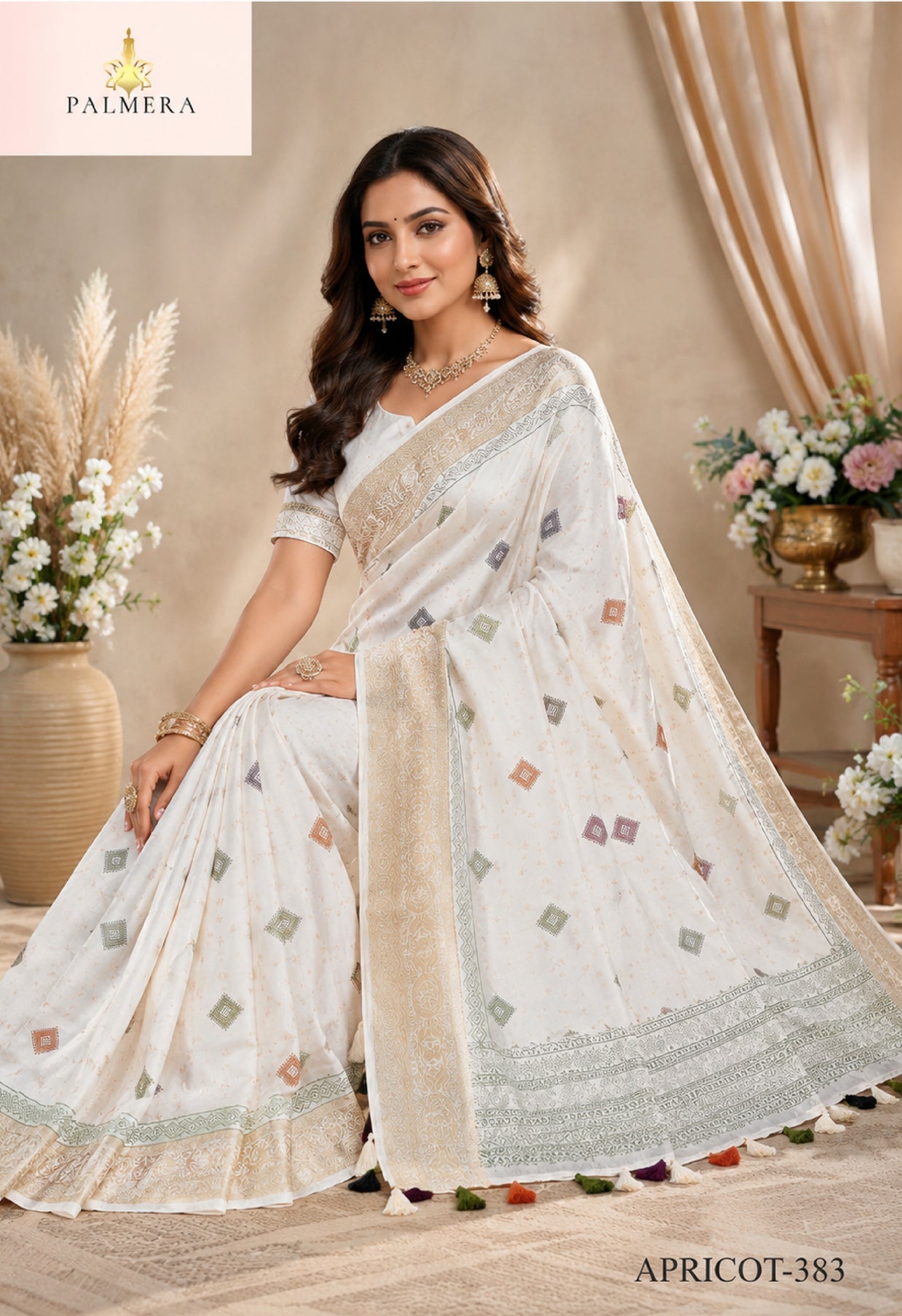 Apricot Linen Saree with Blouse for Premium Ethnic and Designer Wear | ALL-APRICOT-383