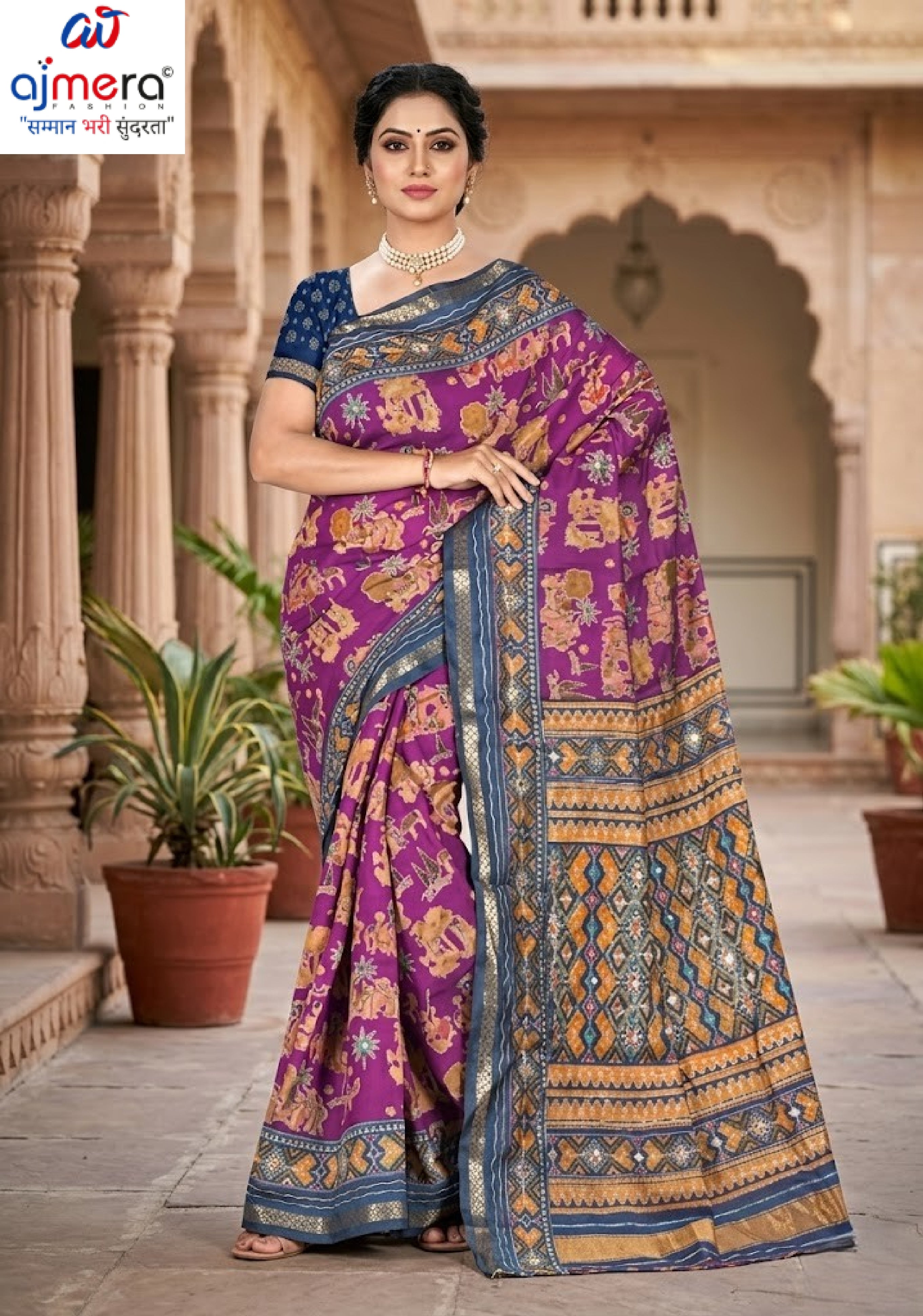 Designer Printed Saree with Blouse Piece for Special Occasions | VER-SHANTI-47833