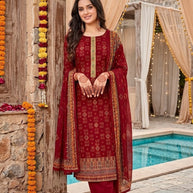 Premium Viscose Unstitched Suit Set | VAS-DESERT