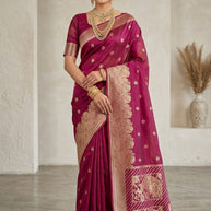 Opulent Jacquard Silk Saree With Blouse Piece | GTE-ELEGANT
