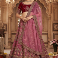 Velvet Embroidery Hand Work Lehenga Choli Manufacturer Supplier Exporter|AFN-LALO MOR