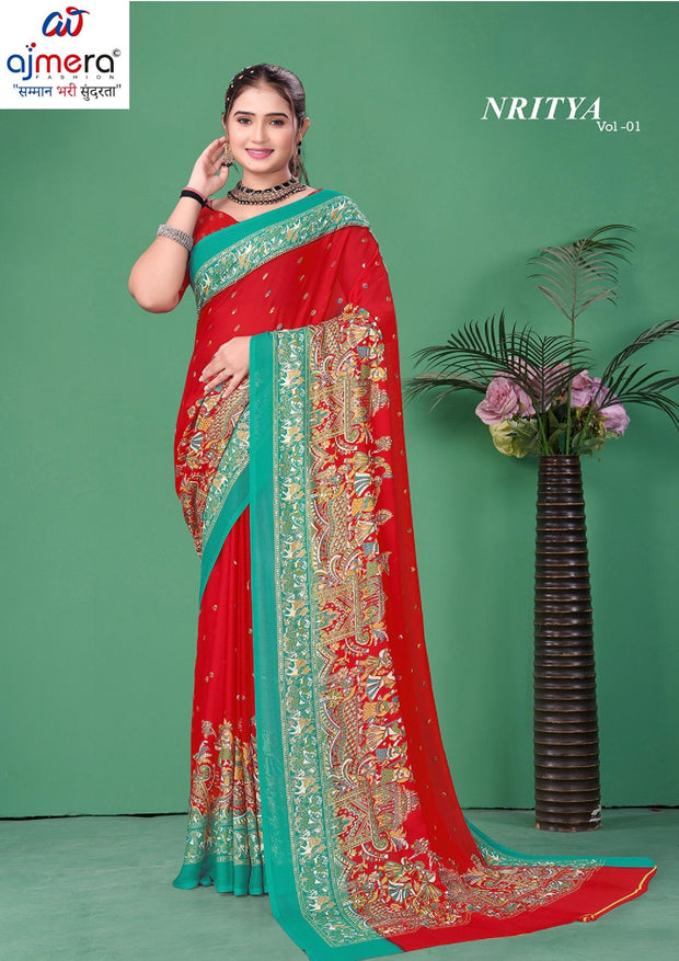 Premium Printed Saree with Matching Blouse Piece for Ethnic Elegance | RMF-NRITYA VOL-01