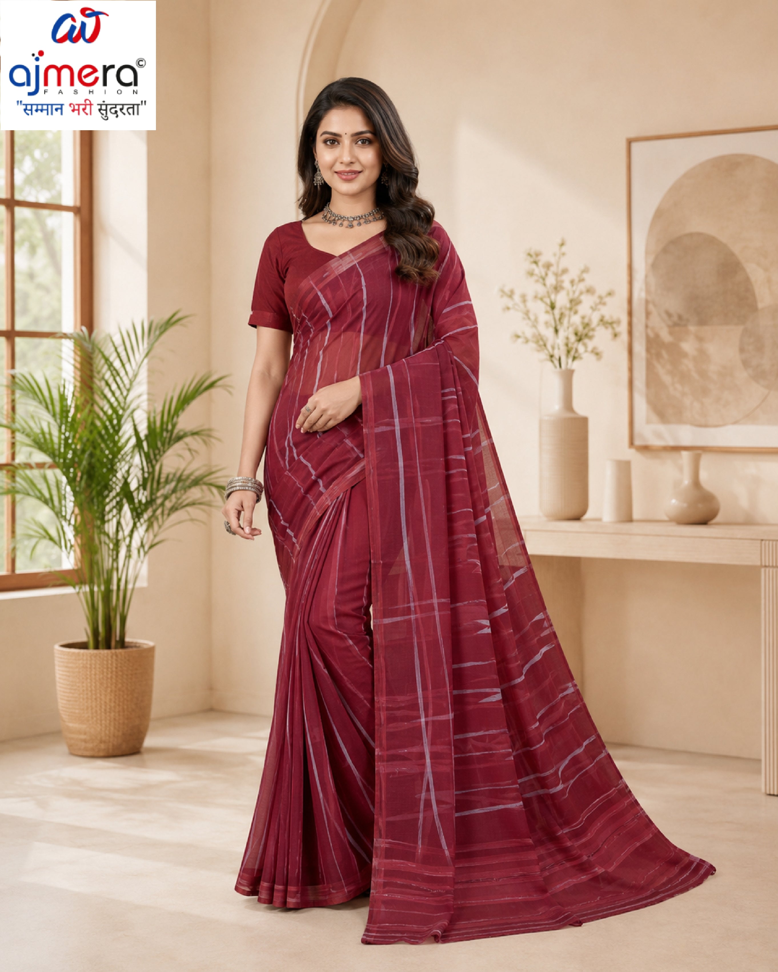 Weightless Print Loose Saree with Blouse for Premium Ethnic and Traditional Wear | CAS-DIAMOND CITY