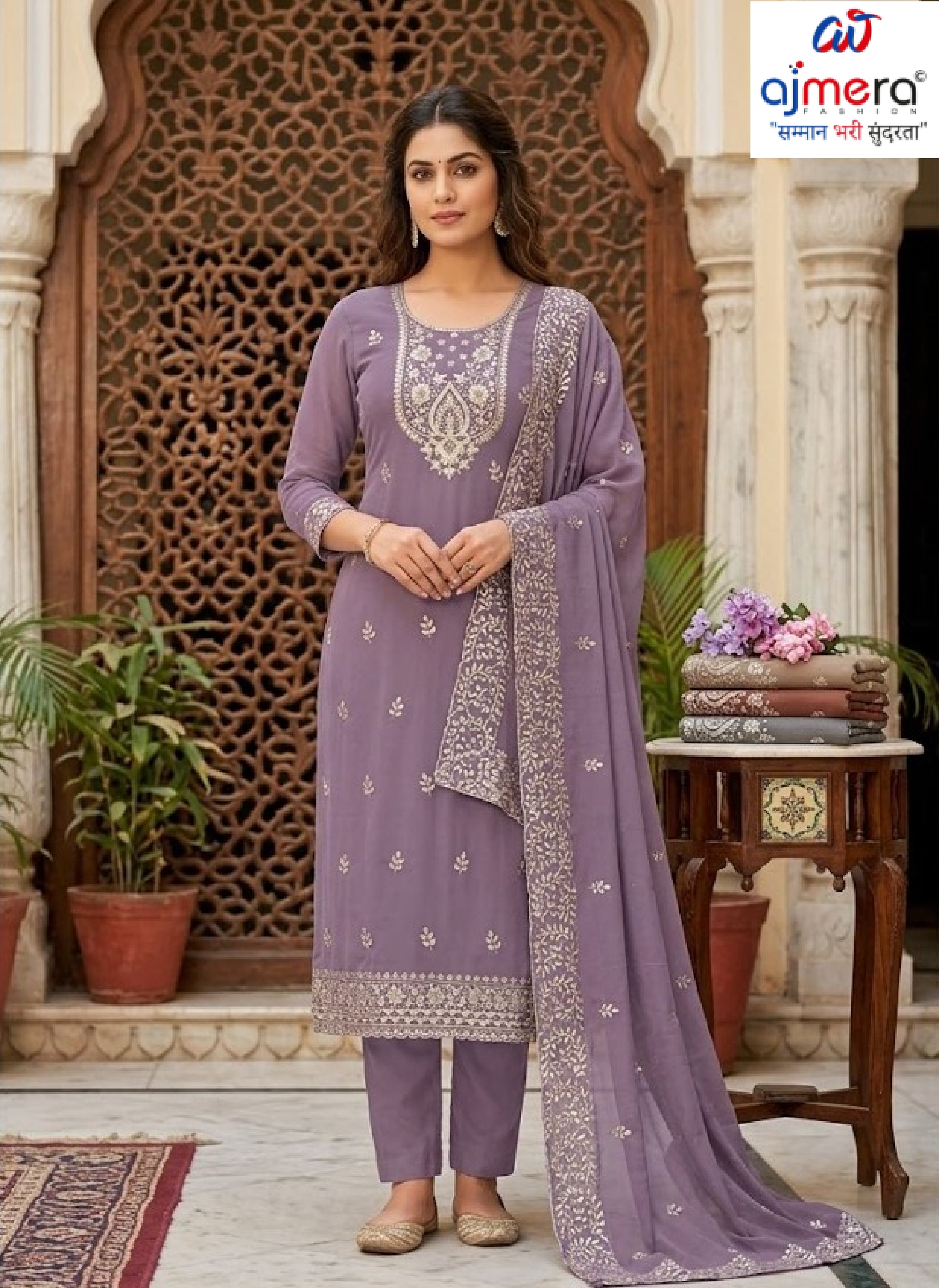 Elegant Chiffon Semi-Stitched Suit | JPF-8104