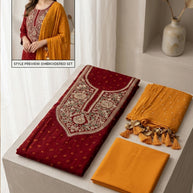 Premium Pure Cotton Unstitched Suit Set | CHN-CBAJ-11