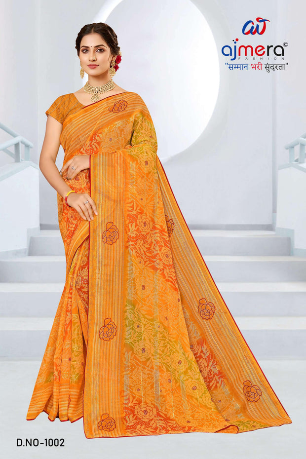 Contemporary Printed Saree with Blouse Piece for Premium Wear  | SNR-JYOTI