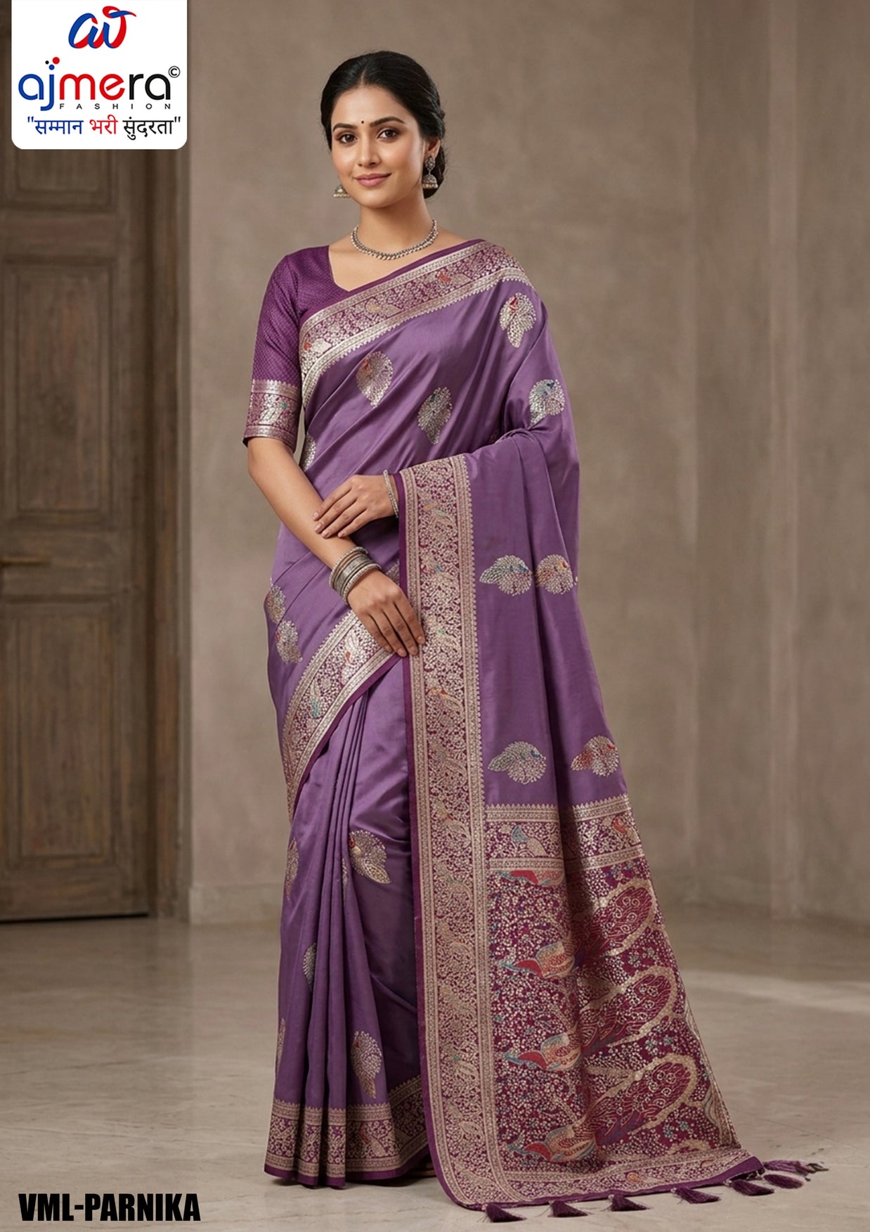 Grand Jacquard Silk Saree With Blouse Piece | VML-PARNIKA