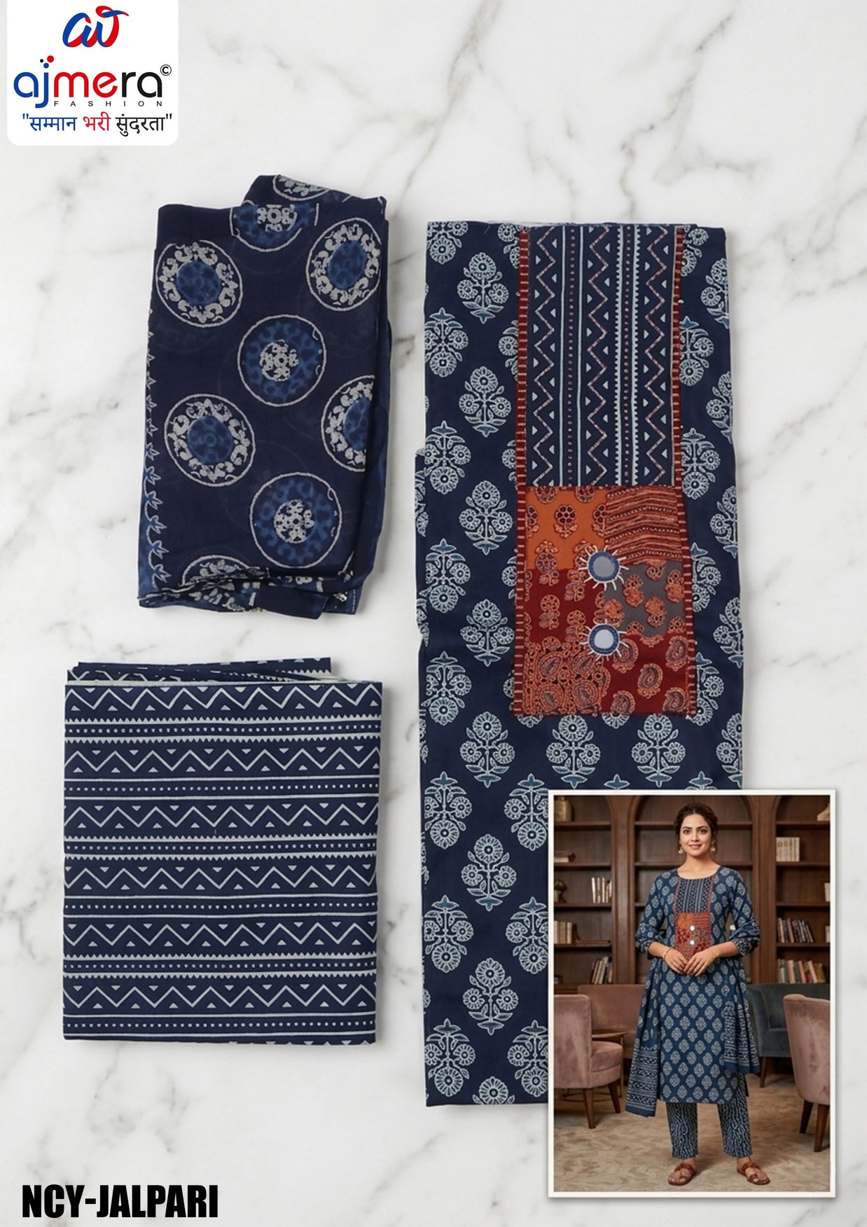 Printed Unstitched Suit for Women | NCY-JALPARI