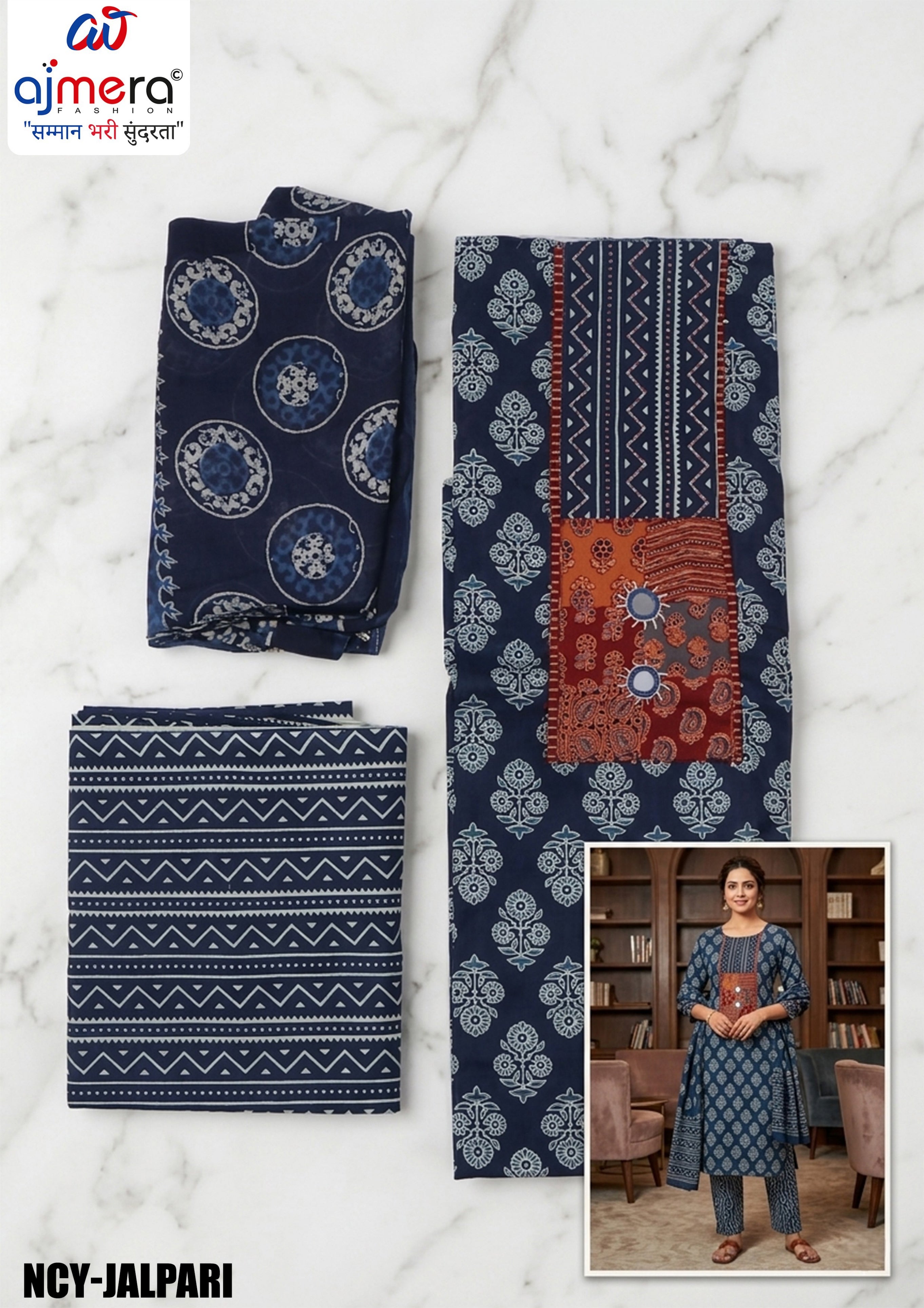 Printed Unstitched Suit for Women | NCY-JALPARI