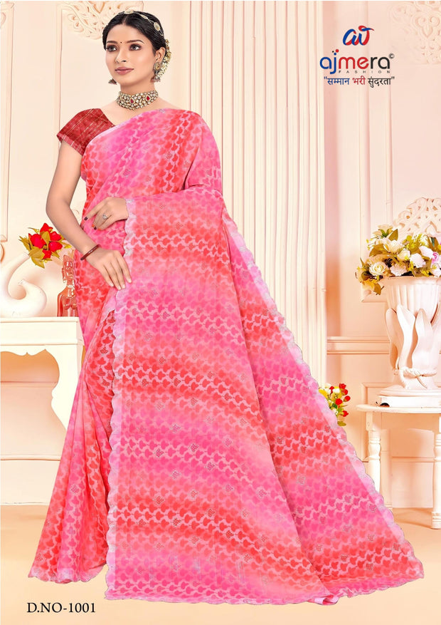 Fashionable Printed Saree with Blouse Piece for Festive Collection  | SNR-RUBY