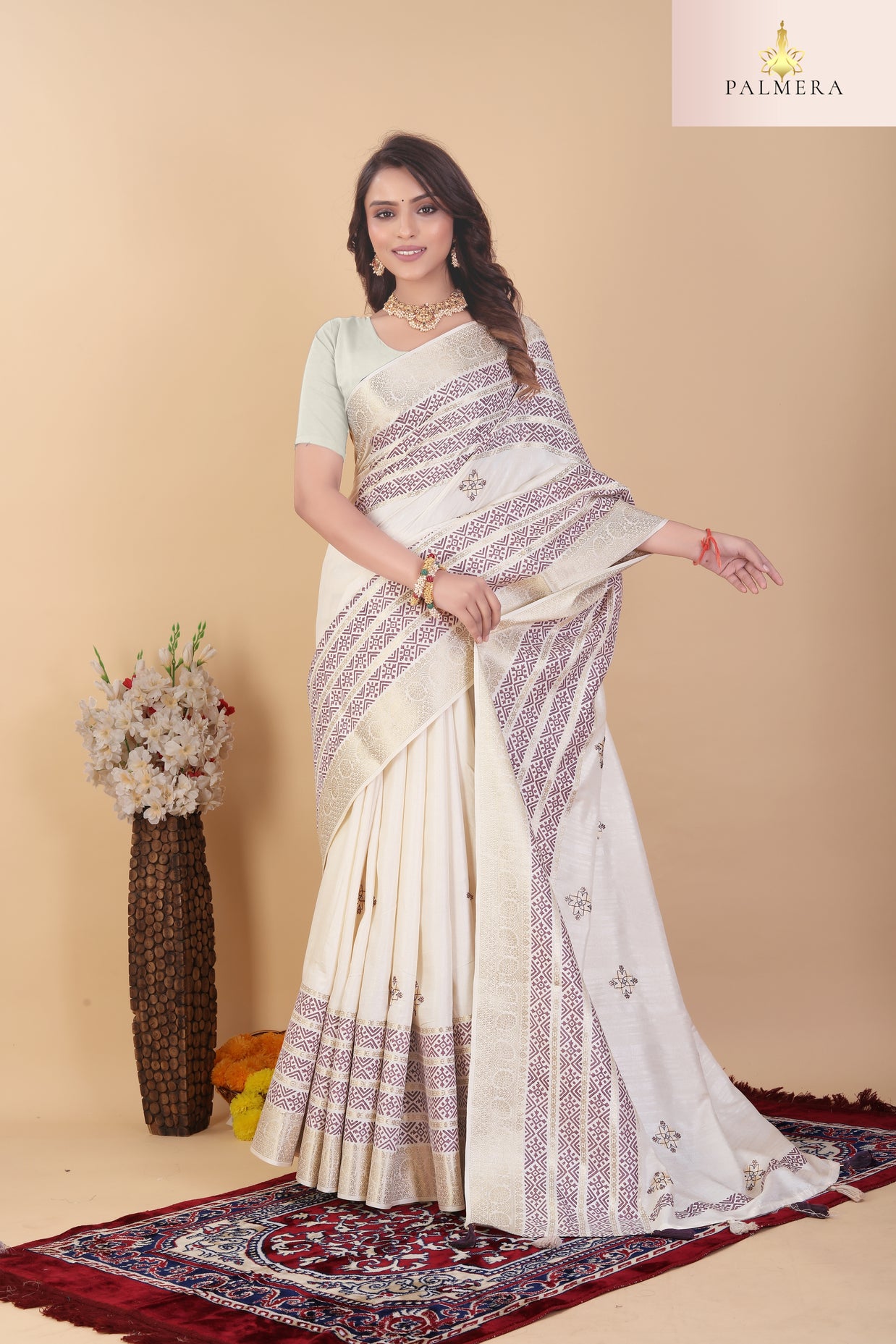 Apricot Linen Saree with Blouse for Premium Ethnic and Designer Wear | ALL-APRICOT-331