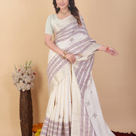 Apricot Linen Saree with Blouse for Premium Ethnic and Designer Wear | ALL-APRICOT-331