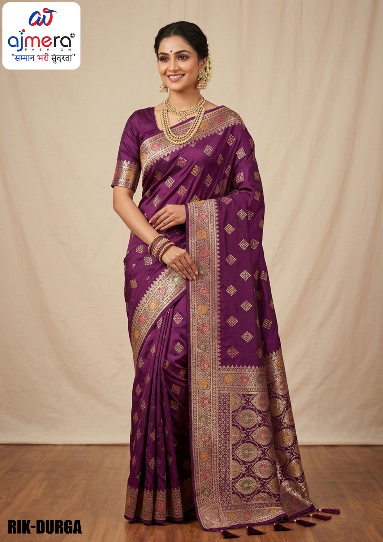 Classic Weave Jacquard Silk Saree With Blouse Piece | RIK-DURGA