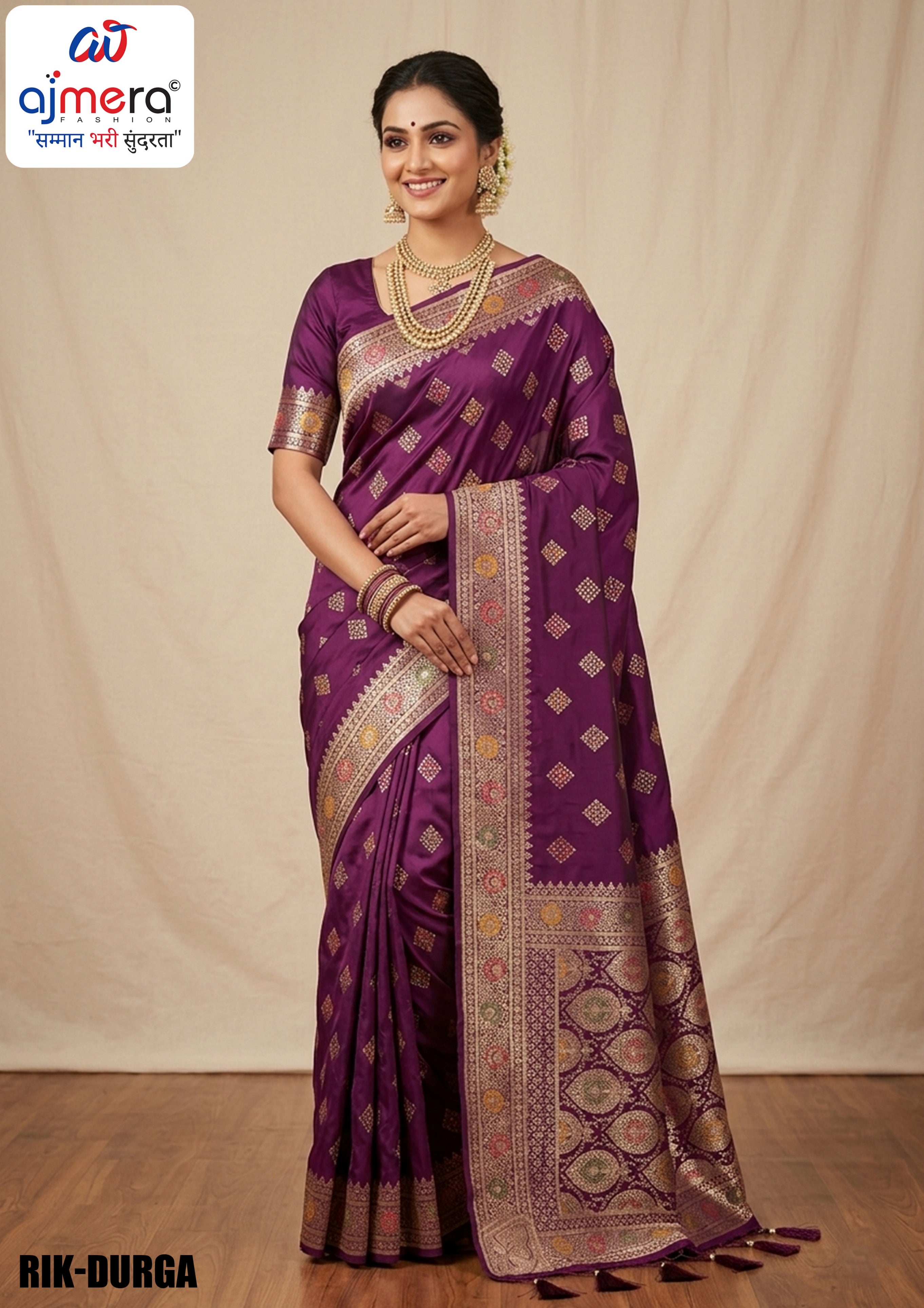Classic Weave Jacquard Silk Saree With Blouse Piece | RIK-DURGA