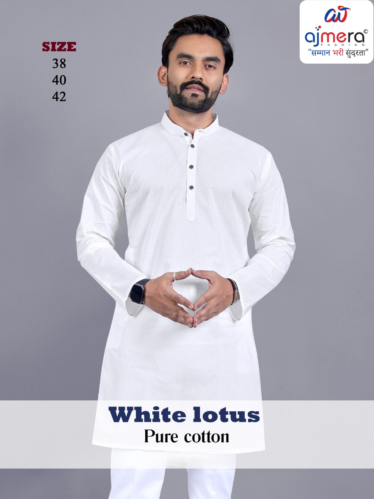 Premium Men's Kurta for Festive & Traditional Wear | NKJ-WHITE LOTUS