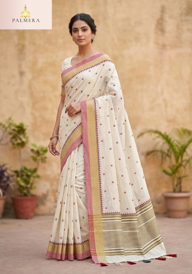 Apricot Khadi Saree with Blouse for Premium Ethnic and Designer Wear | ALL-APRICOT-45