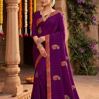Fancy Lycra Matching Saree with Blouse Piece for Premium Ethnic and Traditional Wear | SRS-ONLY TIME