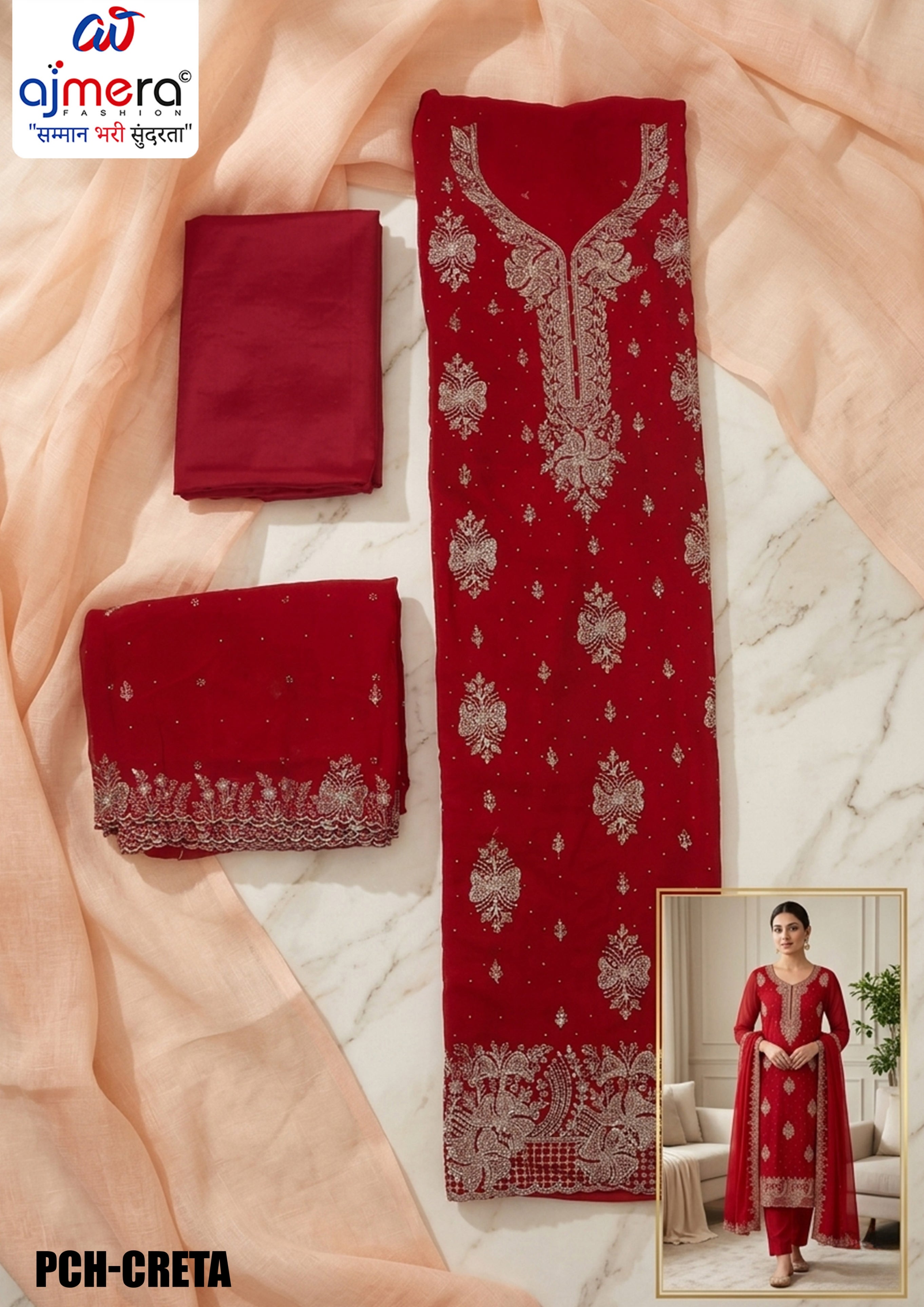 Premium Fox Unstitched Dress Material | PCH-CRETA