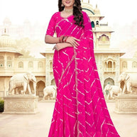 Elegant Printed Saree with Designer Blouse Piece for Festive Wear  | JS-JHANKAR