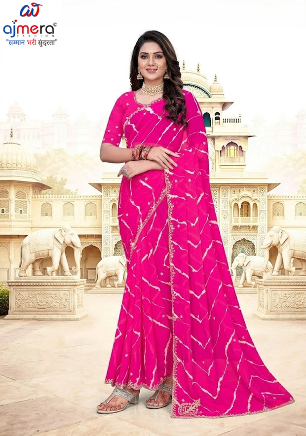 Elegant Printed Saree with Designer Blouse Piece for Festive Wear  | JS-JHANKAR