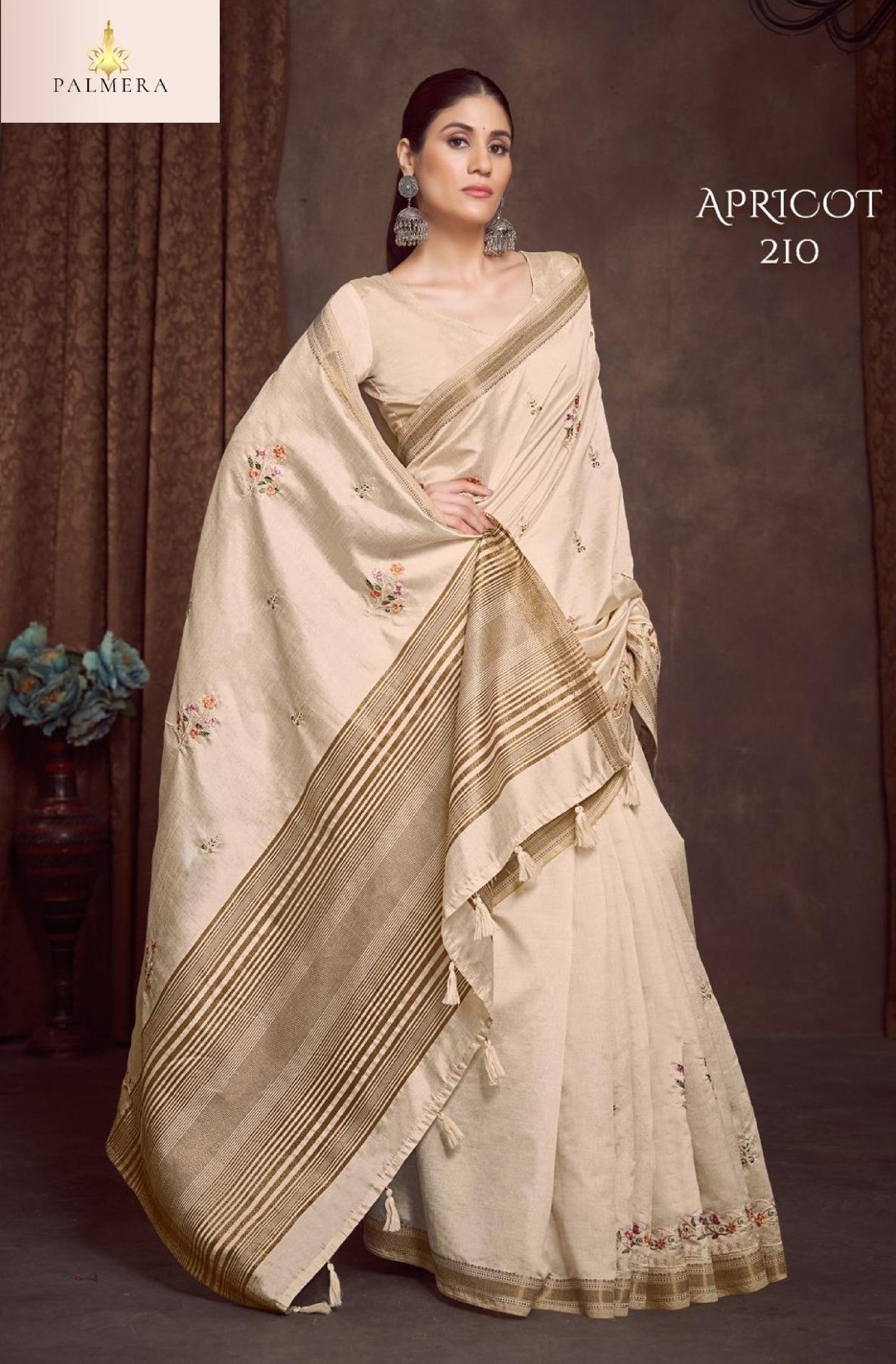 Apricot Linen Saree with Blouse for Premium Designer Ethnic Wear | ALL-APRICOT-210