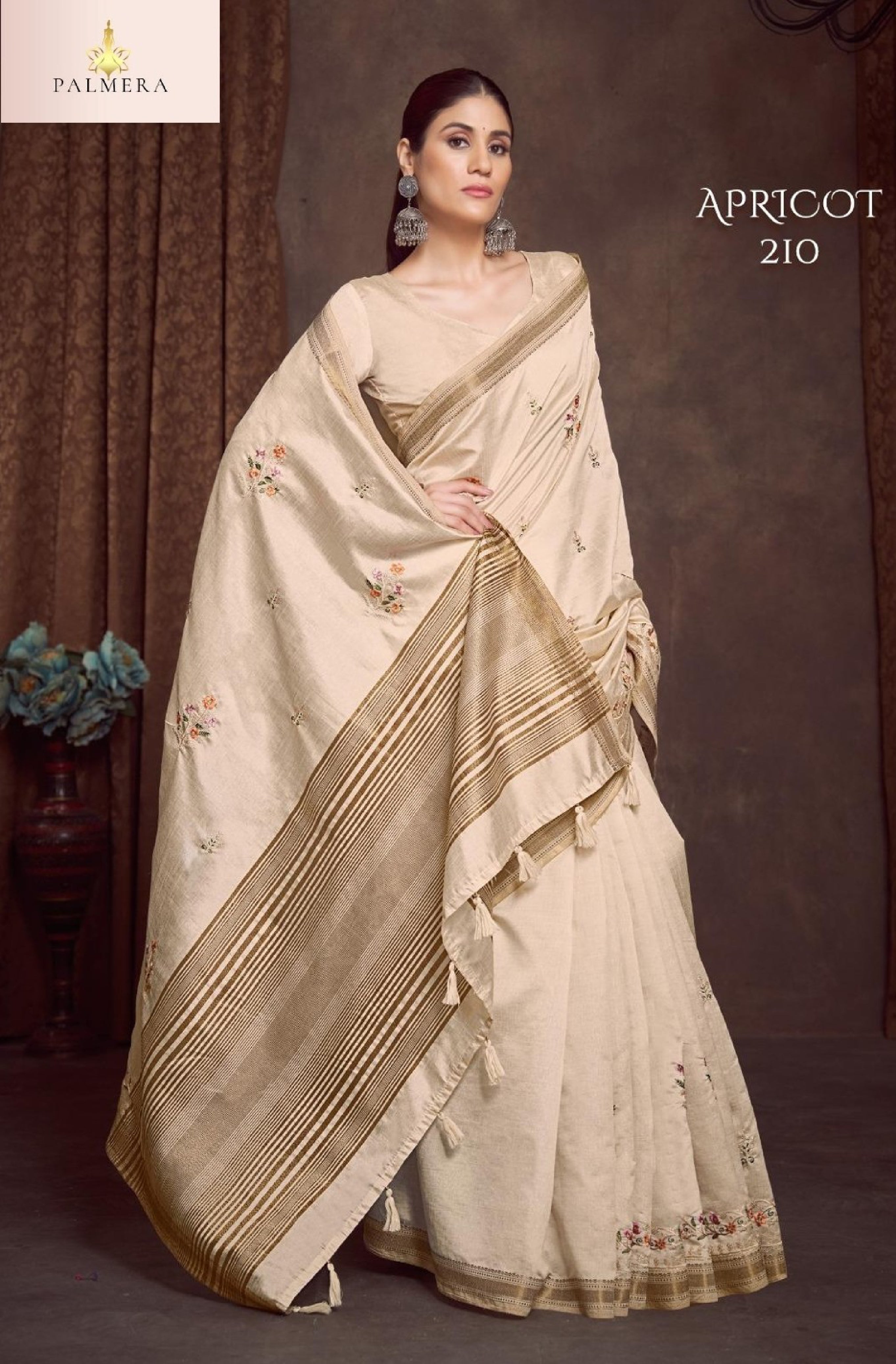 Apricot Linen Saree with Blouse for Premium Designer Ethnic Wear | ALL-APRICOT-210