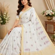 Apricot Linen Saree with Blouse for Premium Ethnic and Designer Wear | ALL-APRICOT-387