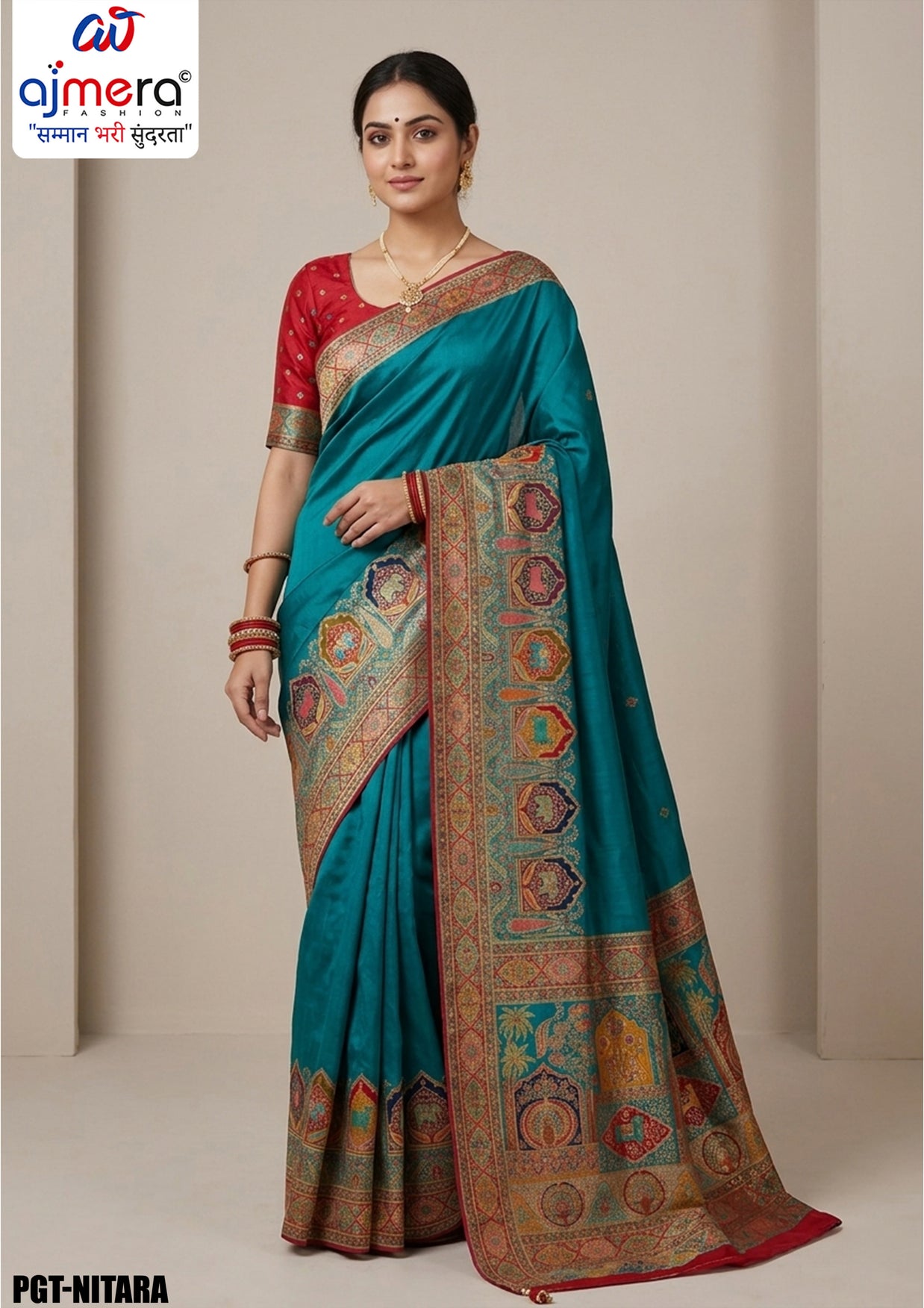 Classic Border Jacquard Silk Saree With Blouse Piece | PGT-NITARA
