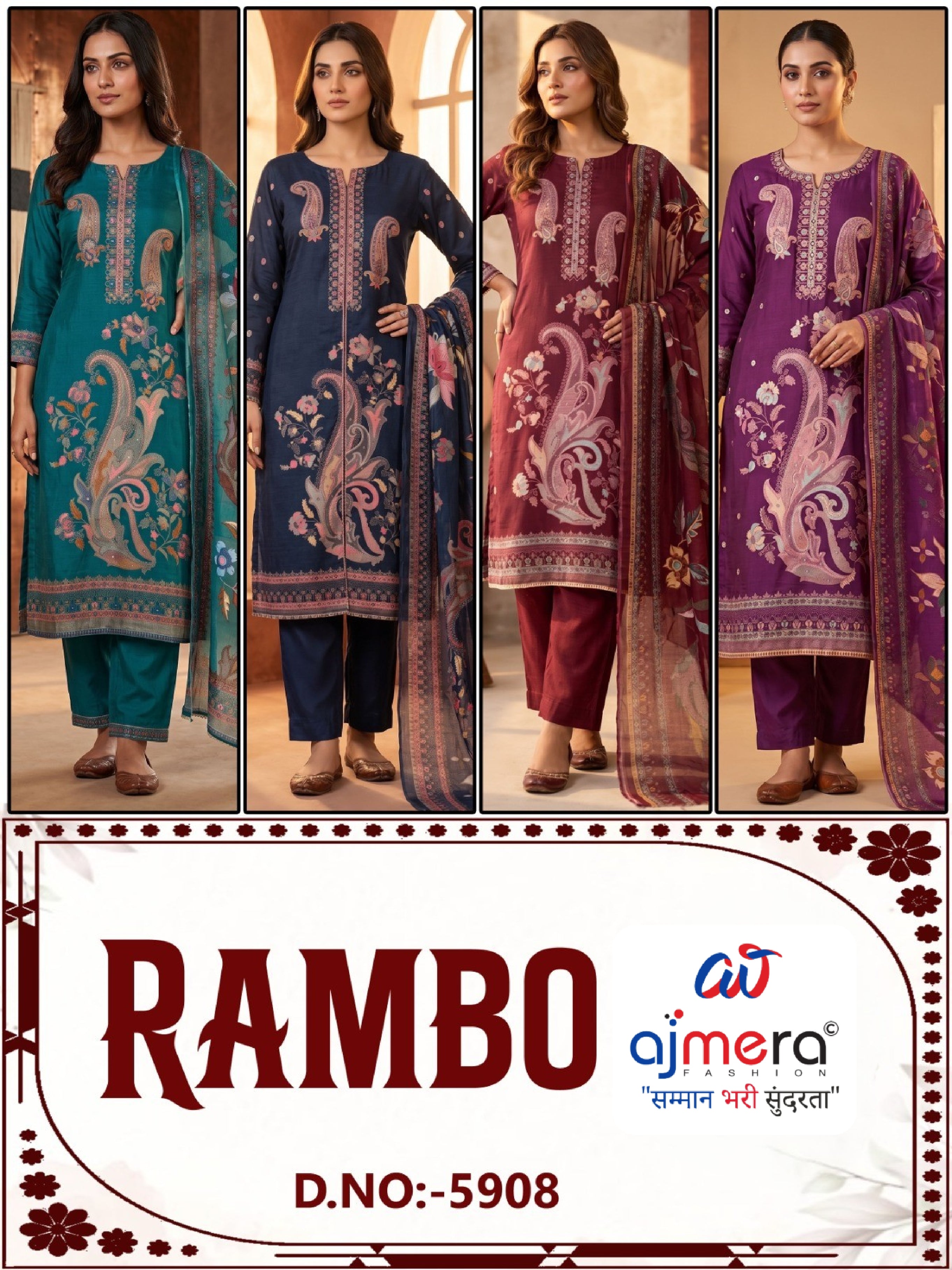 Pure Cotton Unstitched Suit | RAI-RAMBO-5908