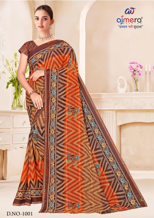 Stylish Printed Saree with Blouse Piece for Traditional Celebrations  | SNR-DHURANDHAR