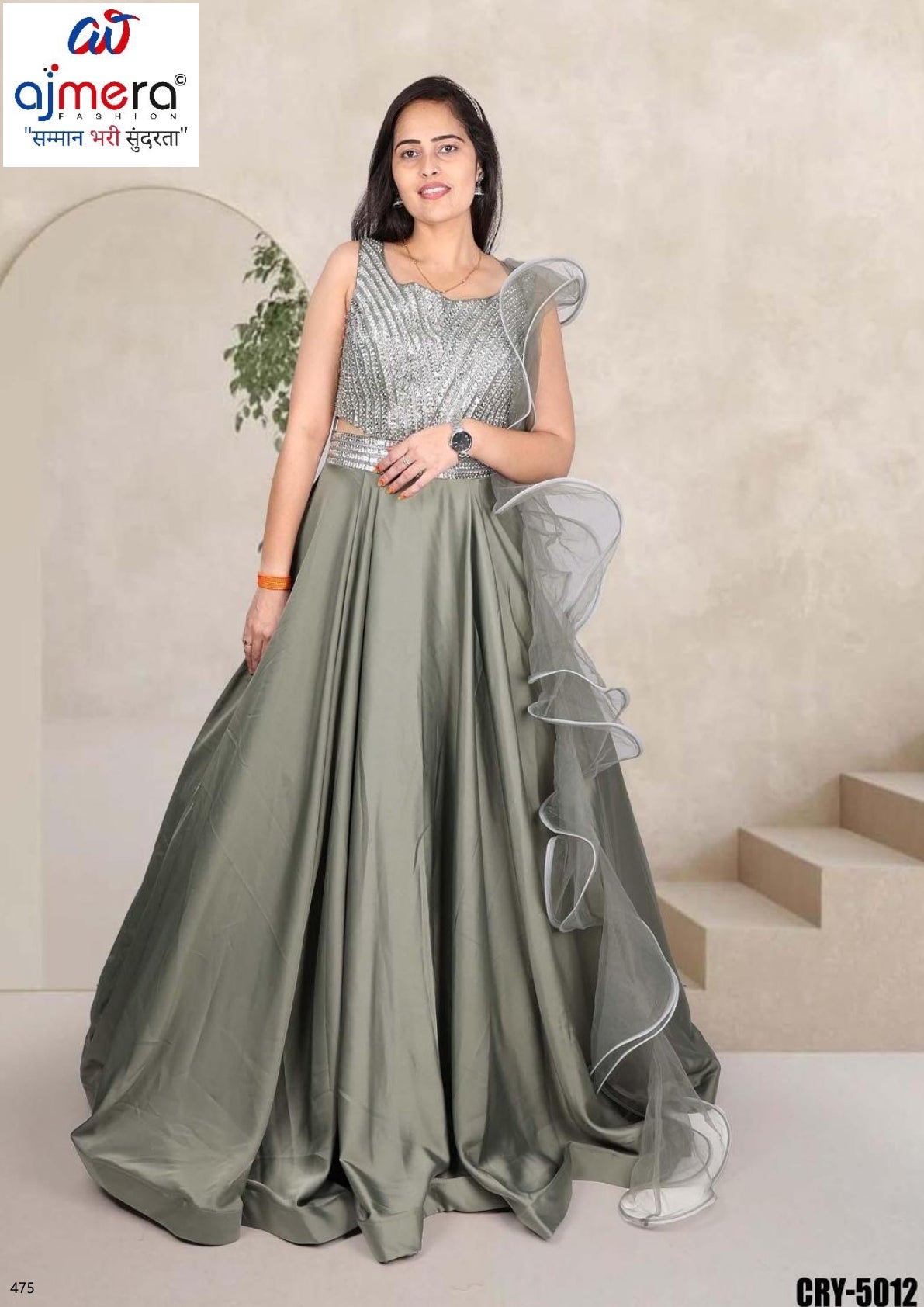 Designer Satin Gown for Women | CRY-5012